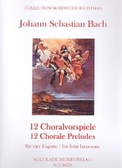 Bach, Johann Sebastian: 12 Choralvorspiele für 4 Fagotte, Partitur und Stimmen 