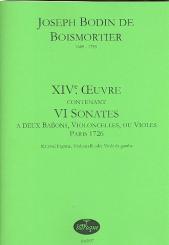 Boismortier, Joseph Bodin de: 6 Sonates op.14 für 2 Fagotte (Violoncelli/Violen da gamba), 2 Spielpartituren 