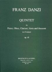 Danzi, Franz: Quintett d-Moll op.41 für Oboe, Klarinette, Horn, Fagott und Klavier, Partitur und Stimmen 