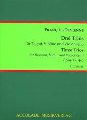 Devienne, Francois: 3 Trios op.17,4-6 für Fagott, Violine und Violoncello, Partitur und Stimmen 