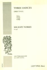 Norris, Michael: 3 Tänze für 3 Fagotte, Partitur und Stimmen 