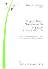 Trio op.103,1 (2021) pour piano, clarinettte et basson, partition et parties 